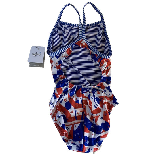 Dolfin Uglies Women's Size 38 Salute V Back Swimsuit MSRP $45 Red, White, & Blue - Picture 4 of 16
